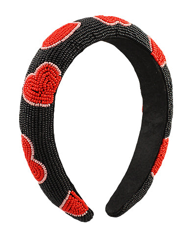 Black Heart Bead Headband