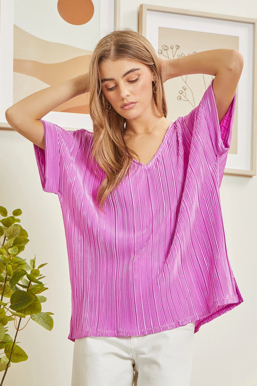 Oh So Classic Pleated Top- Pink