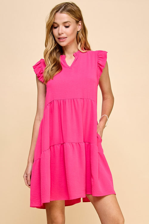 Classically You Ruffle Dress- Pink