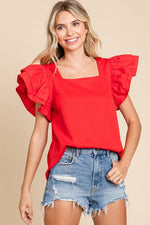 Blakely Ruffle Top Red