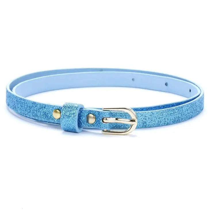 Ultra Skinny Glitter Belt - Blue