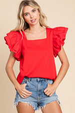 Blakely Ruffle Top Red