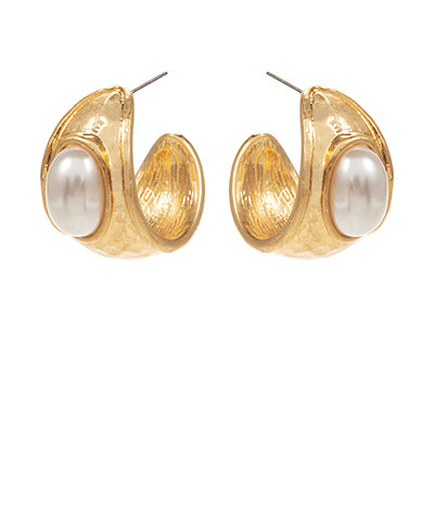 Pearl Accent Ring Shaped Hoops
