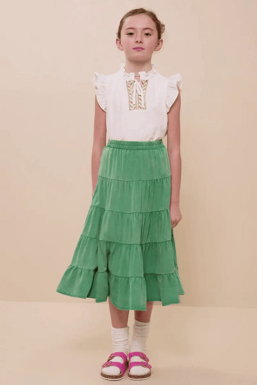 Two Tone Washed Tiered Skirt