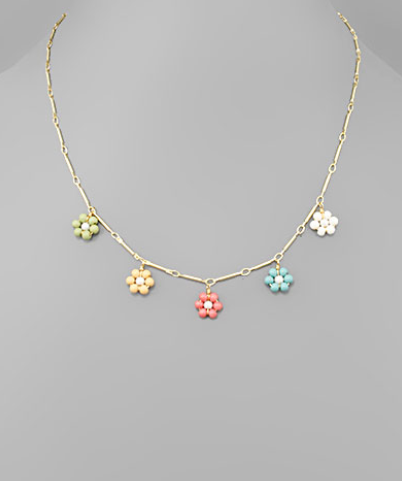 Multi Flower Charm Necklace