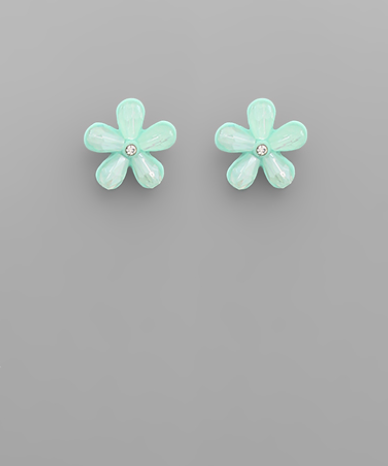 Bead Color Flower Earrings - Mint