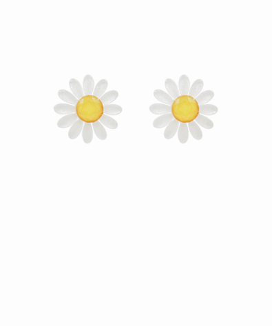 Daisy Flower Acrylic Earrings - White