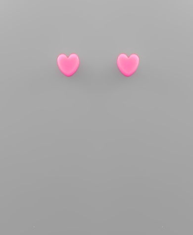Acrylic Heart Studs - Hot Pink