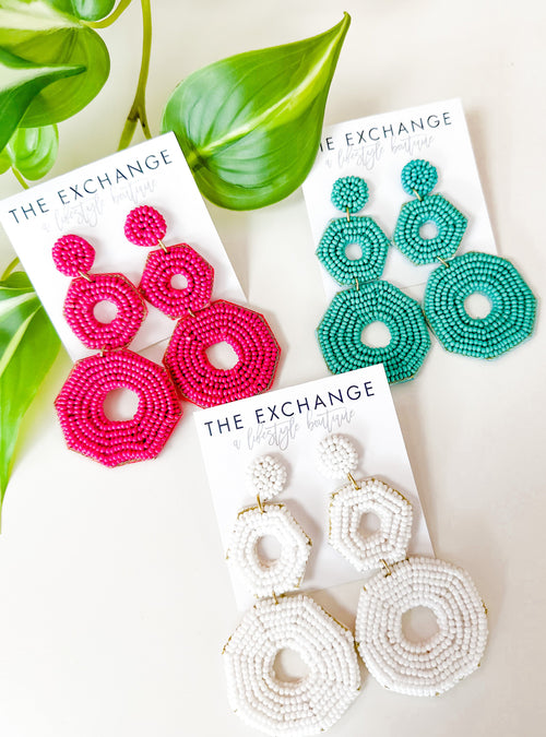 Trio Hexagon Earrings -Turquoise