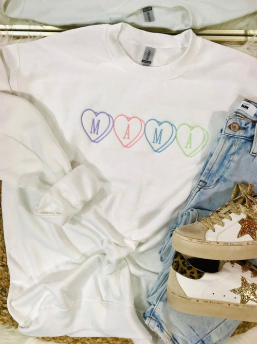 DEAL Mama Heart Embroidered Sweatshirt