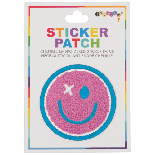 Happy Face Chenille Embroidered Sticker Patch - shoptheexchange