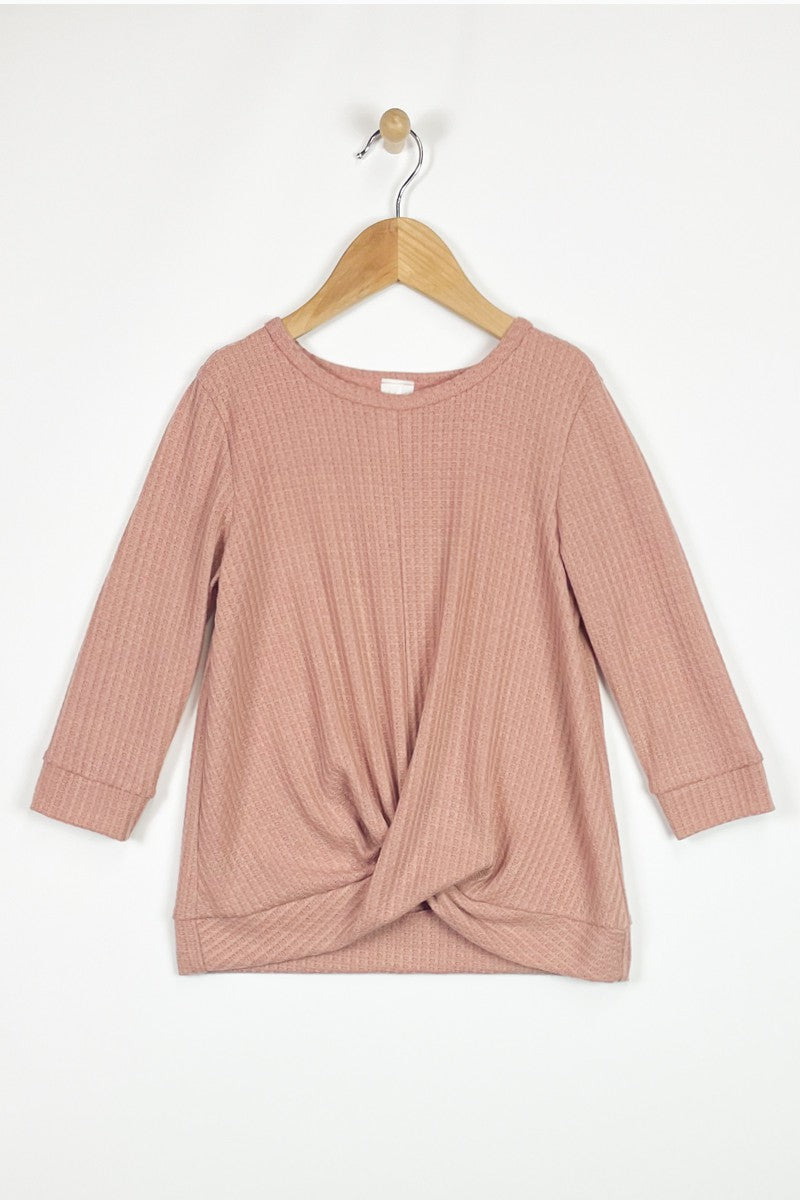 Dusty Rose Twist Front Pullover