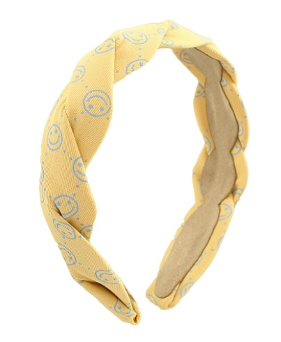 Smiley Face Twisted Headband - Yellow
