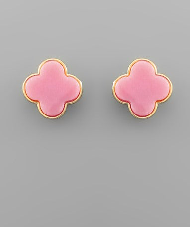 Acrylic Clover Post Earrings - Lt Pink