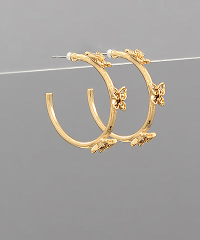 Pave Crystal Butterfly Hoops