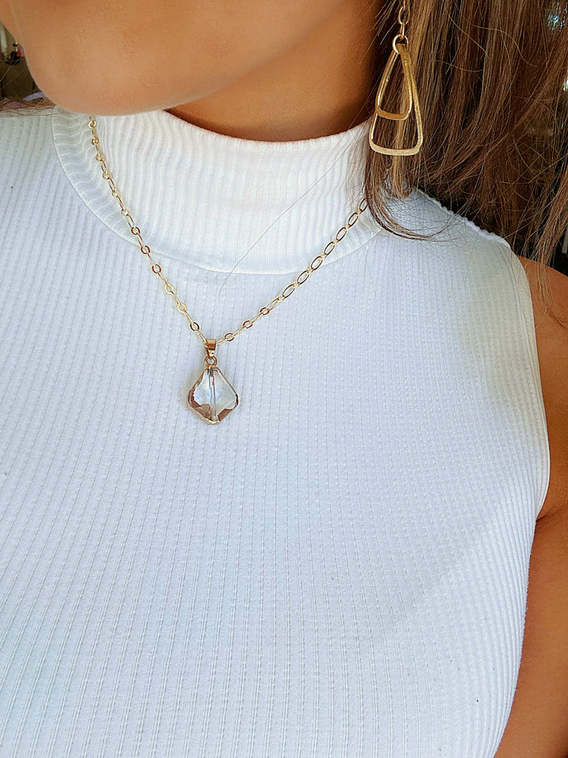 Gold Chain Crystal Necklace