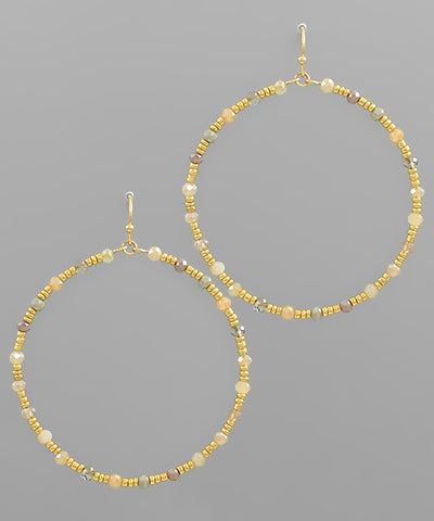 Natural Beads Glass Circle Earrings
