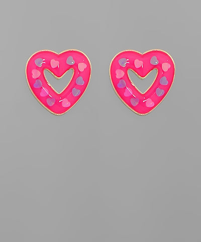 Heart Donut Epoxy Earrings