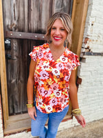 DEAL: Fall Floral Ruffle Top