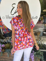 Lizzy Top Red Floral Multi