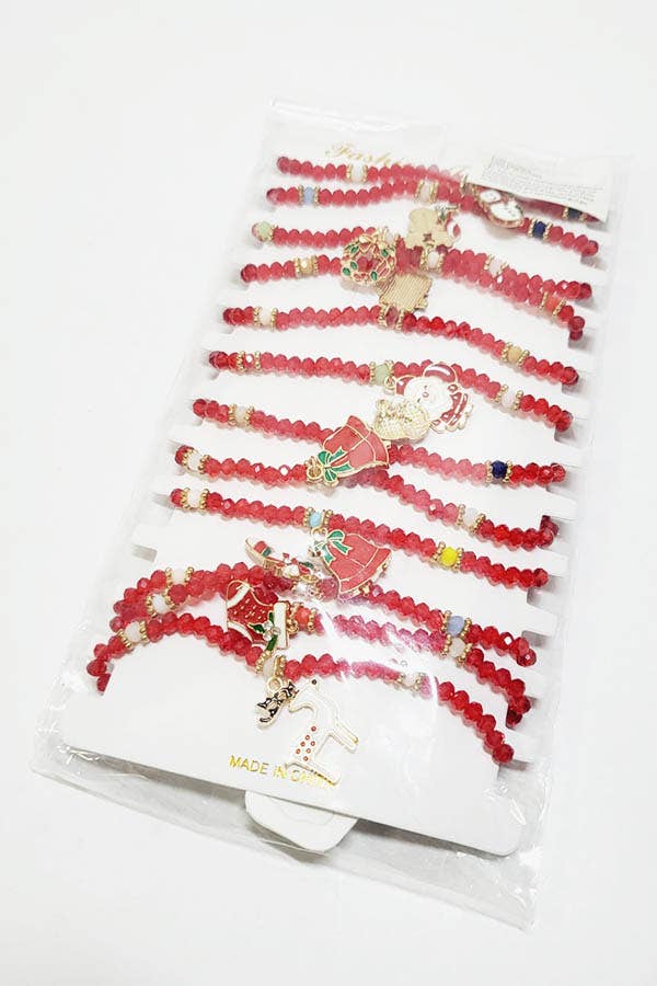 Christmas Charm Bead Stretch Bracelet