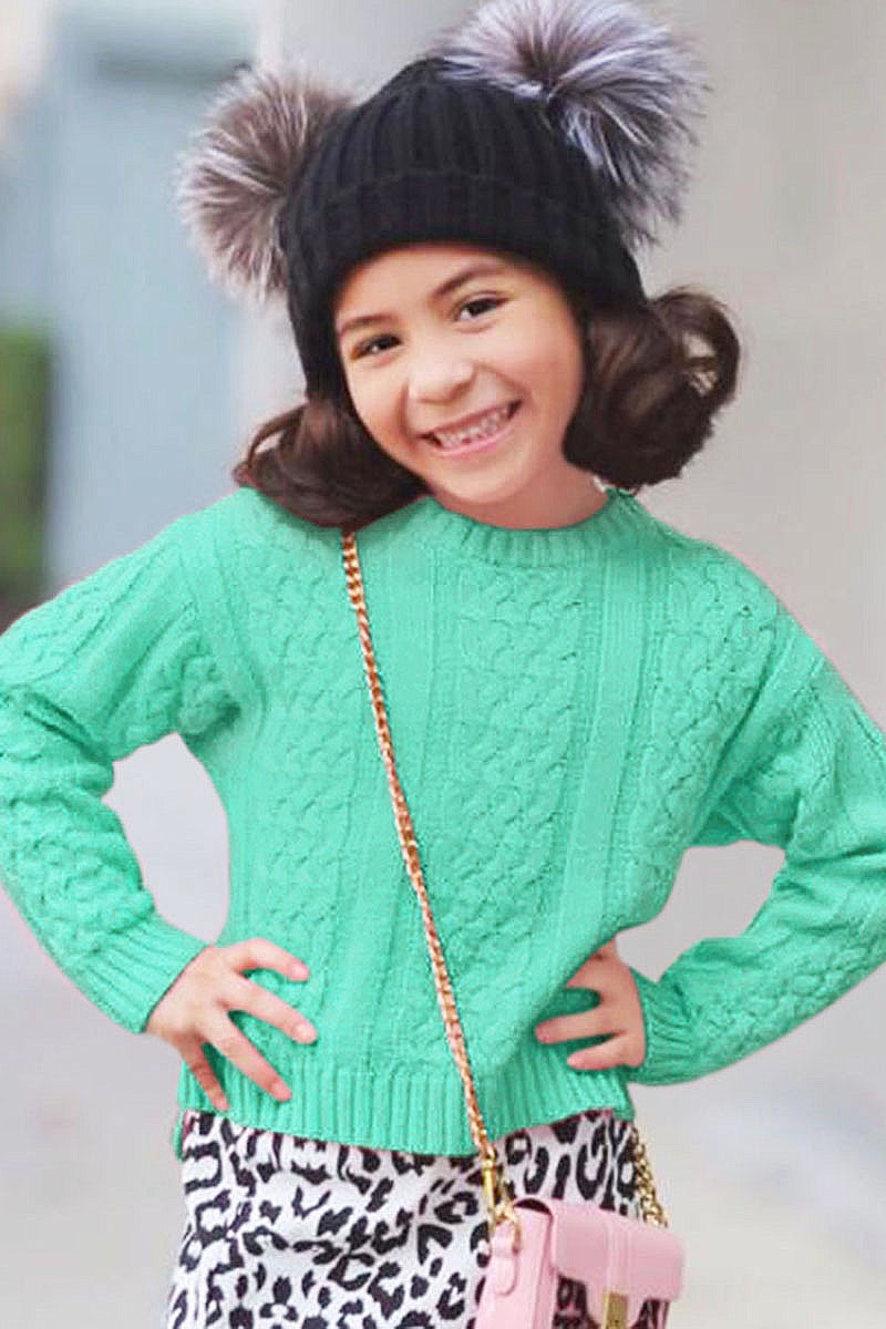 Mint Chunky Knit Pullover Sweater