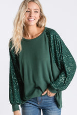 Holiday Party Sequin Top- Green