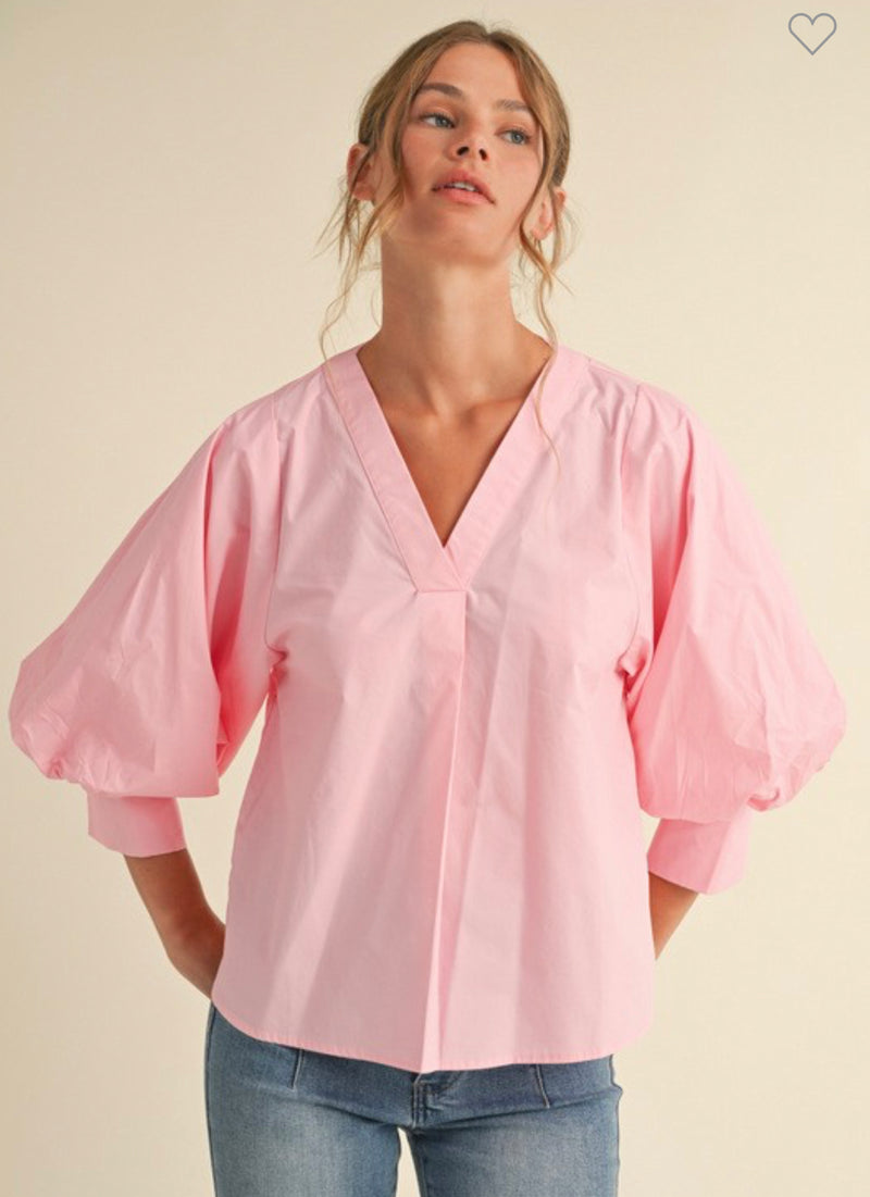 Seeing Pink Bubble Sleeve Top
