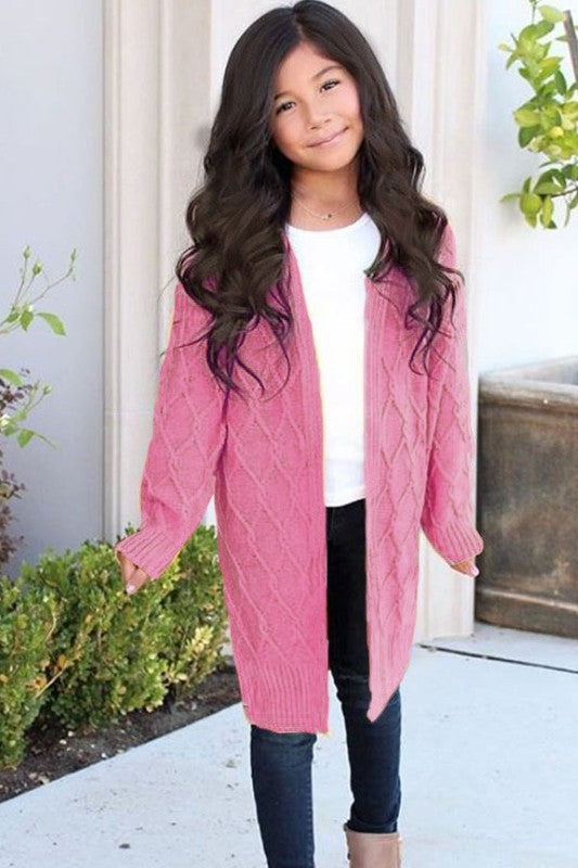Pink Chunky Cable knit Cardigan (