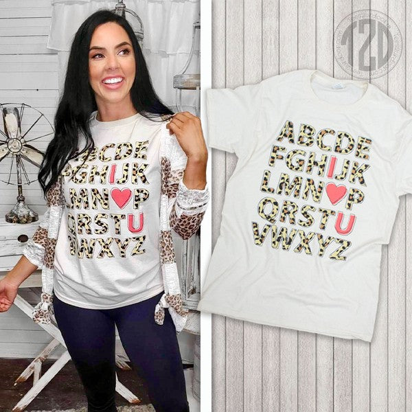 I Love You Leopard Alphabet Teacher T-Shirt