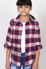 Plaid Red and White Flannel Shirt