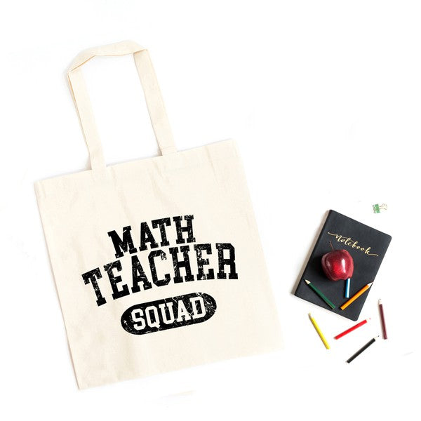 Math Teacher Squad Distressed Tote