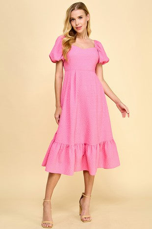 Pretty In Pink Puff Sleeve Dress