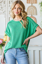 Casual Day Ribbed Top- Kelly Green