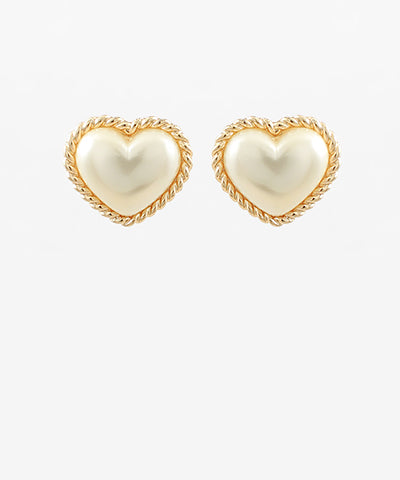 Roped Heart Pearl Earrings