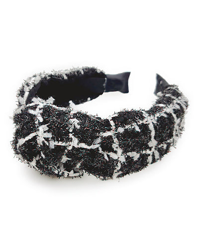Tweed Knotted Headband Black/White