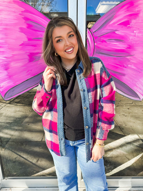 Pink + Denim Shacket Jacket