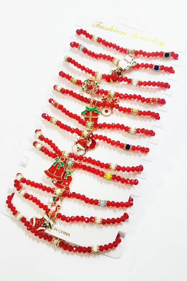 Christmas Charm Bead Stretch Bracelet
