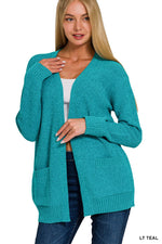XL-DEAL: FP DUPE SWEATER CARDIGAN - LT TEAL