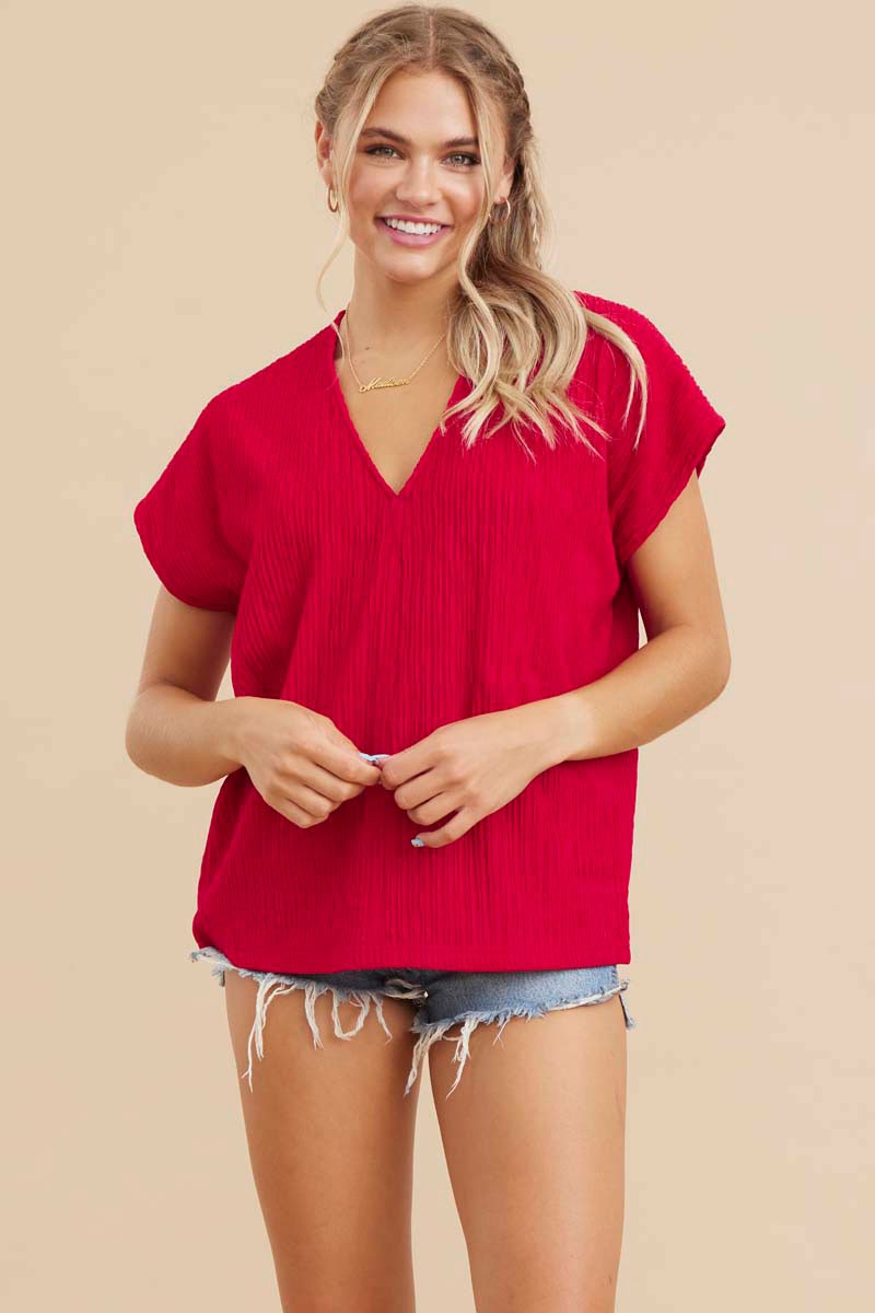TERRY TEXTURE TOP RED