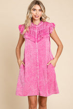 Large-Denim Dolly Frilled Dress Pink