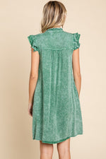 Denim Dolly Frilled Dress - Green