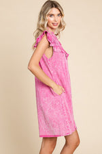 Large-Denim Dolly Frilled Dress Pink