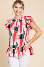 Frills Abstract Top - Red