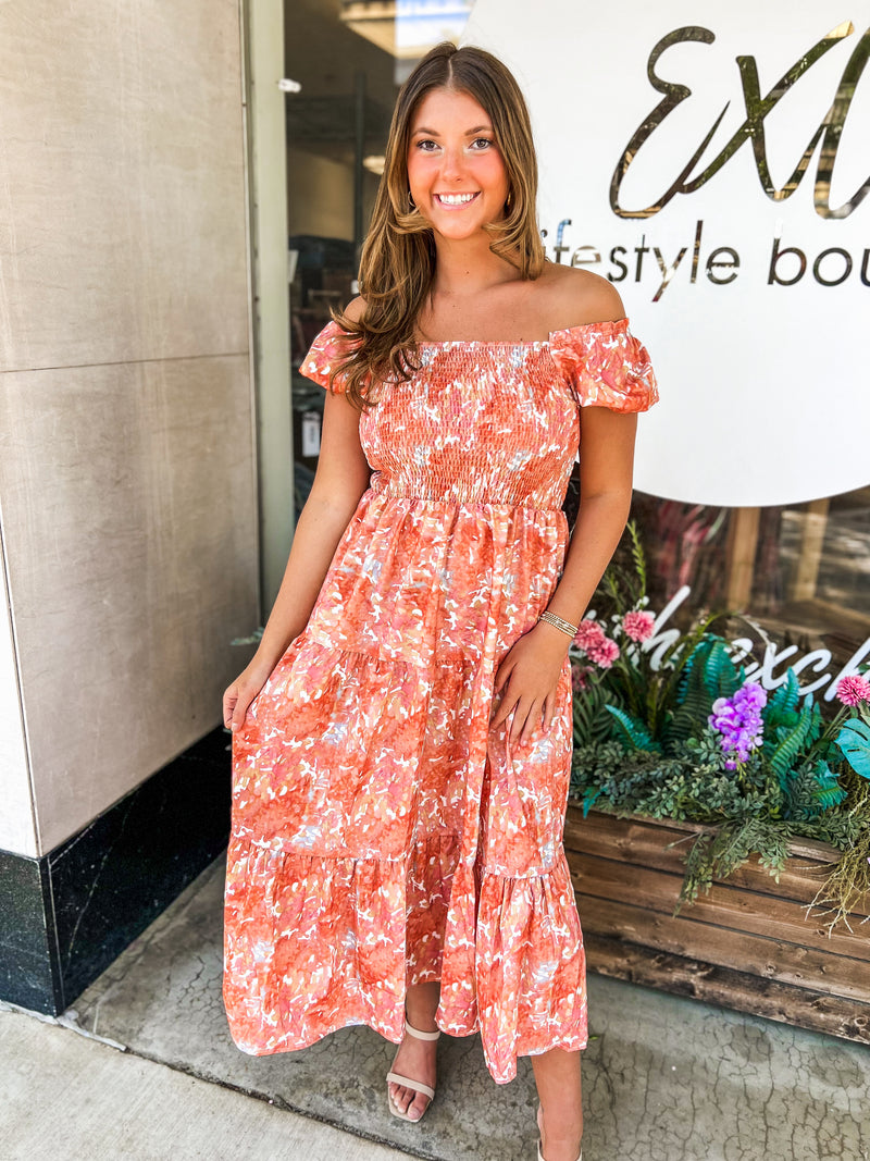 Large-Coral Delight Dress