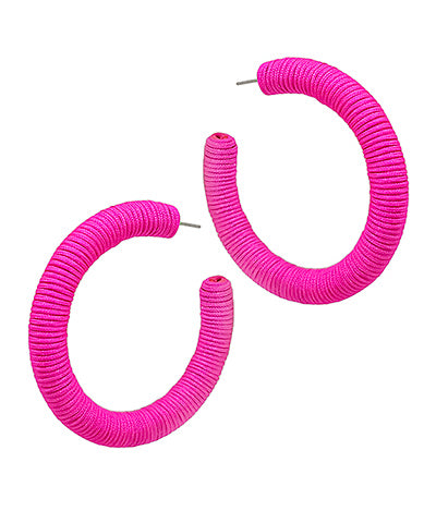 Wrapped Open Round Hoops - Fuchsia