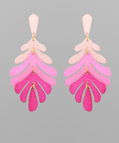 Pink Fern Drop Earrings