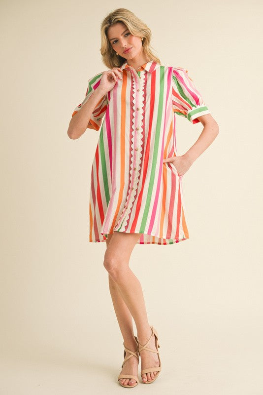 Sweet On You Button Stripe Dress