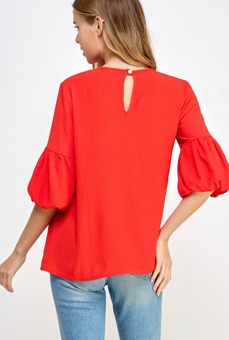 Small-Chic Simplicity Solid Top - Red