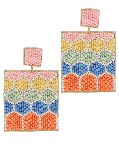 Color Crush Honeycomb Earrings Orange Pink